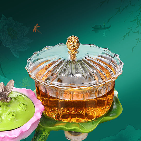 Juego de Té Kung Fu Cristal Loto Luz de Luna