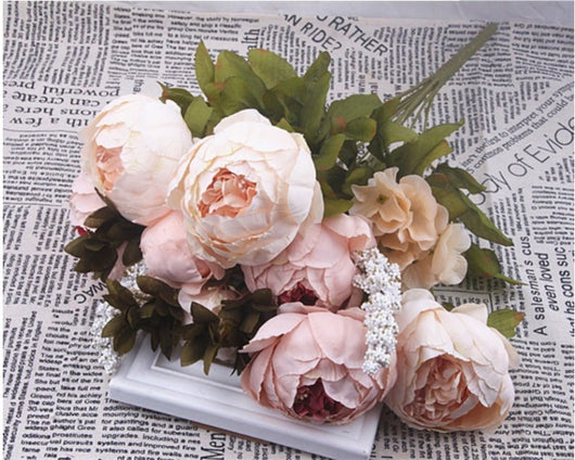 13 Flores Peonías Artificiales Estilo Europeo Premium - Image 3