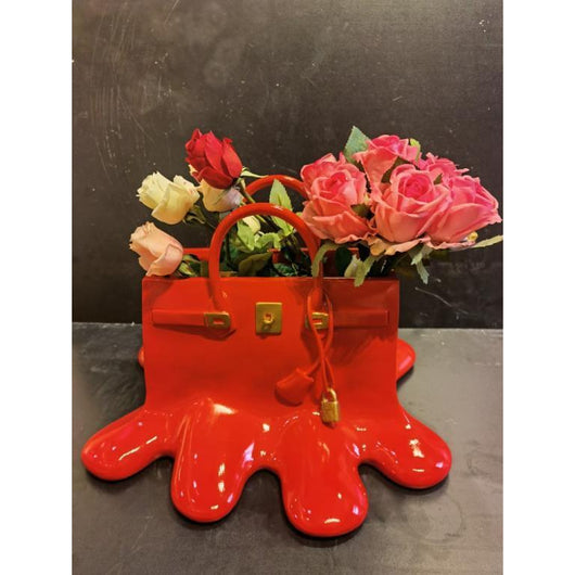 Jarrón Escultura de Resina Estilo Bolso - Arreglo Floral Decorativo - Image 8
