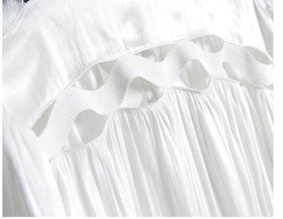 Vestido Camisero Coreano Hueco con Cuello Alto y Manga Larga - Image 10