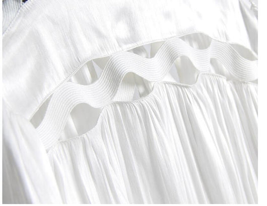 Vestido Camisero Coreano Hueco con Cuello Alto y Manga Larga - Image 10