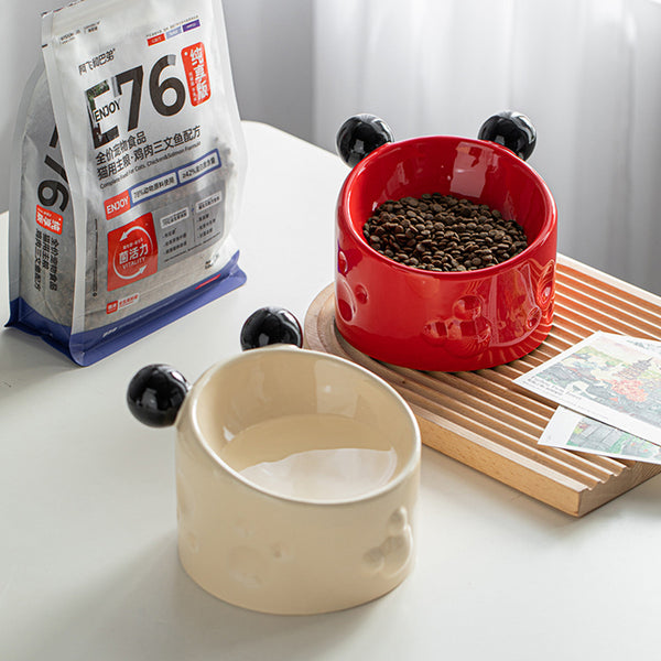Comedero Elevado para Gatos y Perros con Protección Cervical y Doble Recipiente Antiderrames