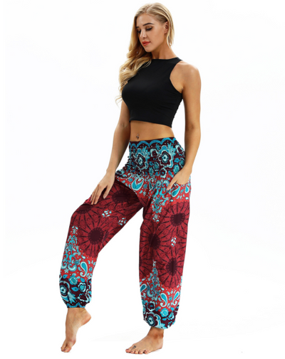 Pantalones Harem Estampados Digitales con Cintura Elástica Suelta - Image 13