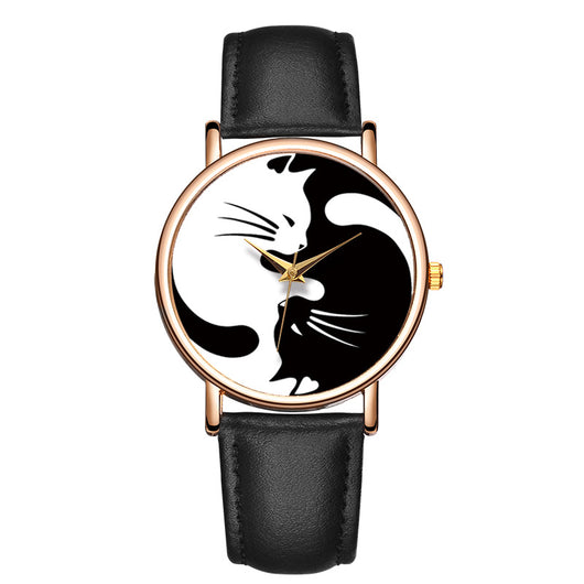 Reloj de Diseño Minimalista Gato Blanco y Negro - Image 4