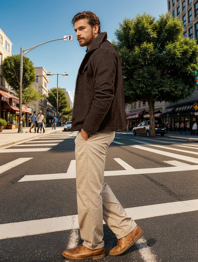 Abrigo de Lana para Hombre Elegante Botón Simple Diseño Liso - Image 19