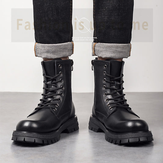 Botas Altas Negras con Tirantes para Niños