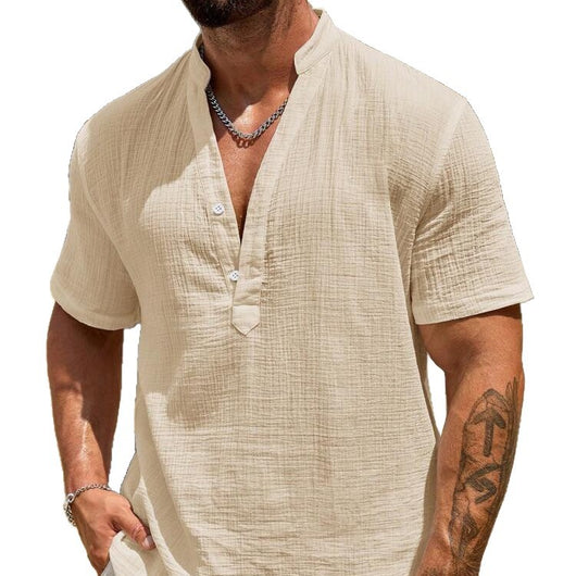 Camisa Casual de Manga Corta con Cuello Parado - Transpirable y Versátil - Image 5