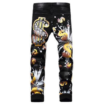 Pantalones Denim Slim Fit con Diseño de Personalidad para Discoteca - Image 30