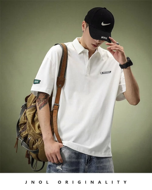 Camisa Casual Americana Suelta de Solapa Ancha Manga Corta para Hombre - Image 11