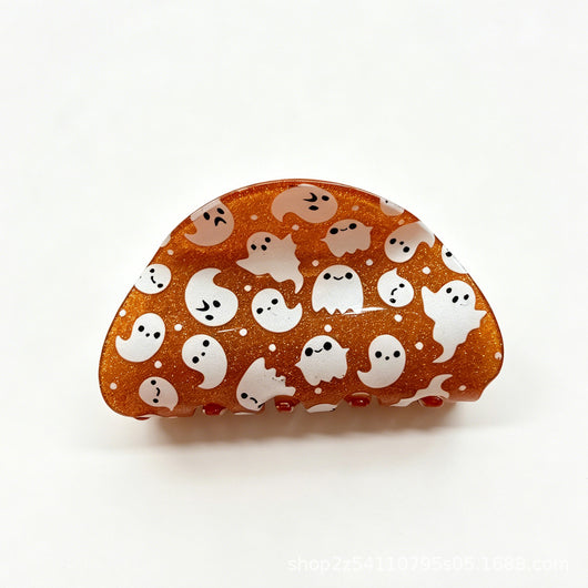 Pasador de Cabello Acrílico Fantasma Naranja Halloween - Image 3