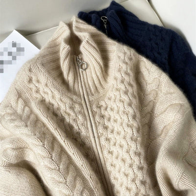 Cardigan de Cuello Alto con Cierre de Cashmere Grueso para Mujer - Image 5