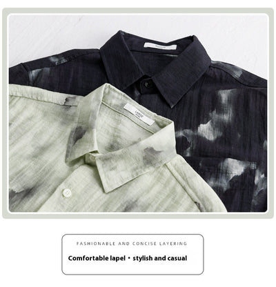 Camisa de Lino Estampada Manga Corta Fresca para Verano - Image 20