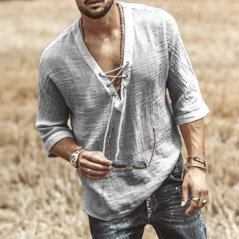 Playera Estampada con Encaje de Manga Media para Hombre - Image 7