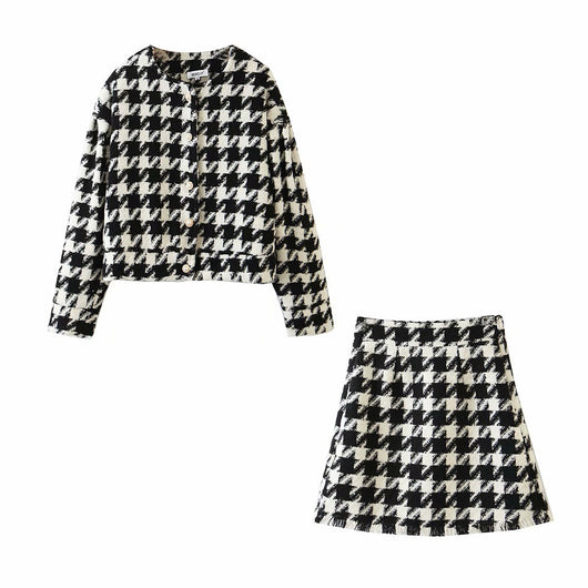 Conjunto de Falda y Chaqueta Cuadros Perfumada - Image 6
