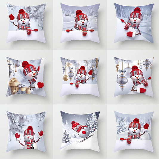 Funda de Almohada Navideña Muñeco de Nieve Tono Melocotón - Image 2