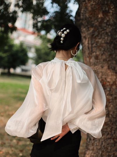 Blusa Tipo Western con Protección Solar y Lazo de Gasa para Mujer - Image 3