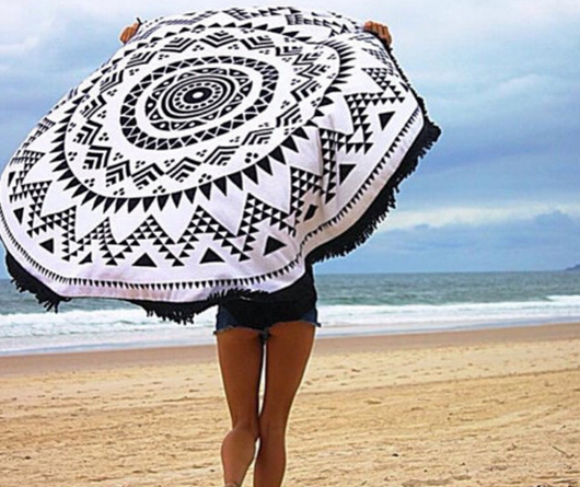 Tapete de Playa Redondo Yoga con Diseño Estampado Europeo