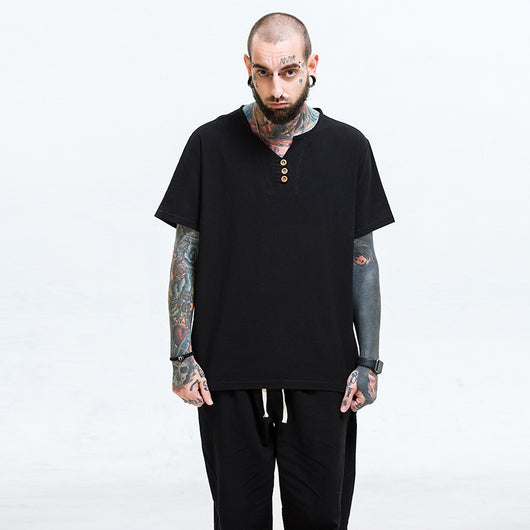 Camiseta Hombre Algodón y Lino Suelta - Image 23