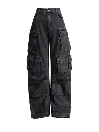 Pantalón Cargo Multibolsillo con Costuras Desgastadas - Image 10