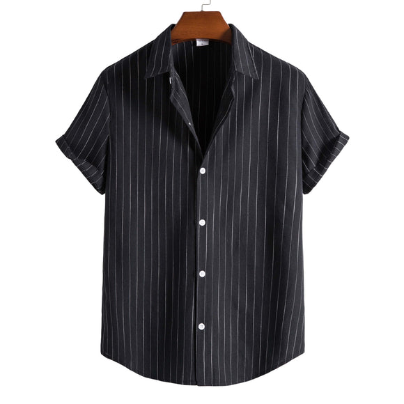 Camisa Casual a Rayas de Manga Corta para Hombre