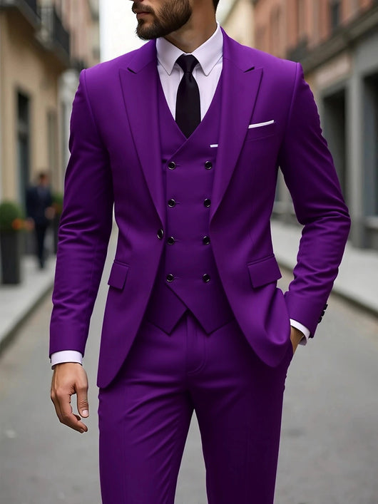Traje de Negocios Tres Piezas Doble Botonadura para Hombre - Image 15