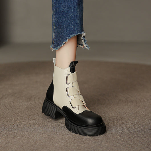 Botas Martin de Cuero Grueso Estilo Retro Francés para Mujer - Image 6