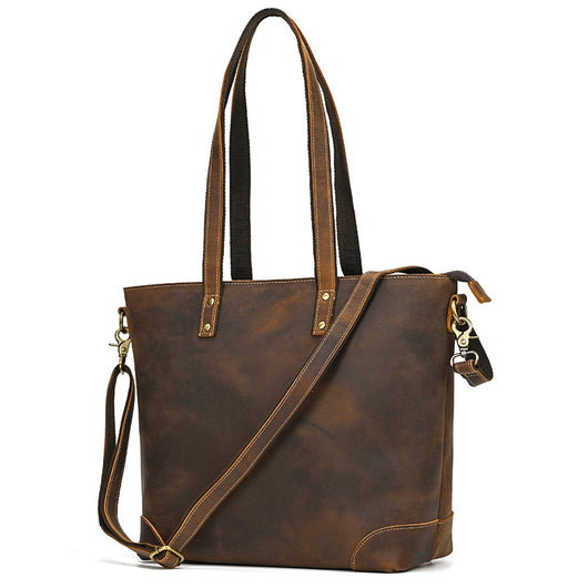 Bolso Tote de Cuero Crazy Horse Gran Capacidad - Image 5