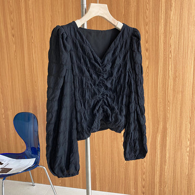 Blusa de Chifón con Escote V y Diseño Plisado - Image 23