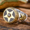 Anillo de Plata Tailandesa con Ágata Negra y Estrella de Cinco Puntas