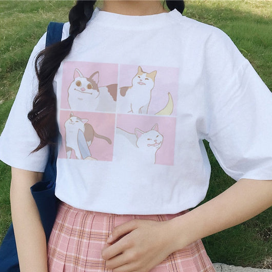 Playera Estampada con Gato Cartoon