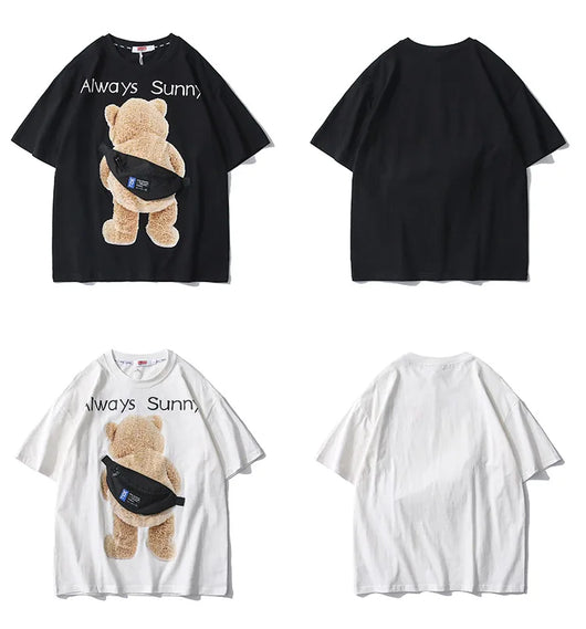 Playera Hombre Parche Creativo Oso Estilo Urbano - Image 9