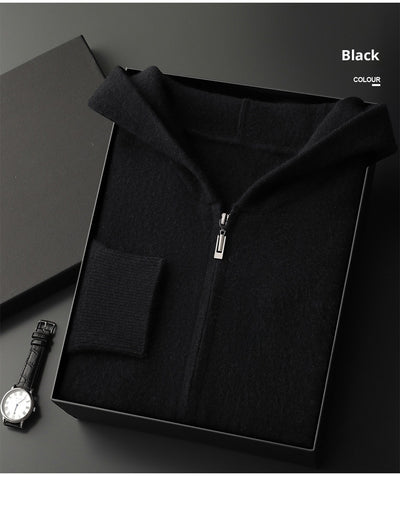 Cardigan Cashmere con Capucha para Hombre - Abrigo Casual Grueso con Cierre - Image 19