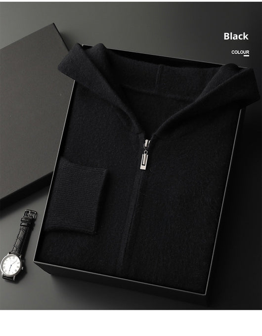 Cardigan Cashmere con Capucha para Hombre - Abrigo Casual Grueso con Cierre - Image 19