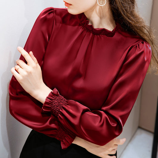 Blusa de Satén con Mangas Voluminosas y Volantes - Image 6
