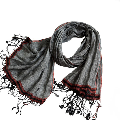 Bufanda Oversized de Lino y Cáñamo Gris Unisex - Versátil y Sostenible - Image 15