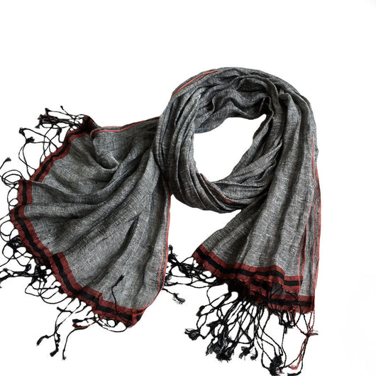 Bufanda Oversized de Lino y Cáñamo Gris Unisex - Versátil y Sostenible - Image 15