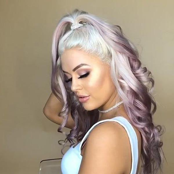 Peluca Degradado Lila Cabello Liso Largo