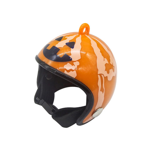 Red pet helmet with a strawberry design, featuring a smiling face, green leaves, and yellow seeds. - Image 10