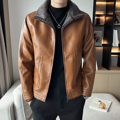 Chaqueta de Cuero Acolchada Plus Size Estilo Hong Kong para Hombre - Image 3