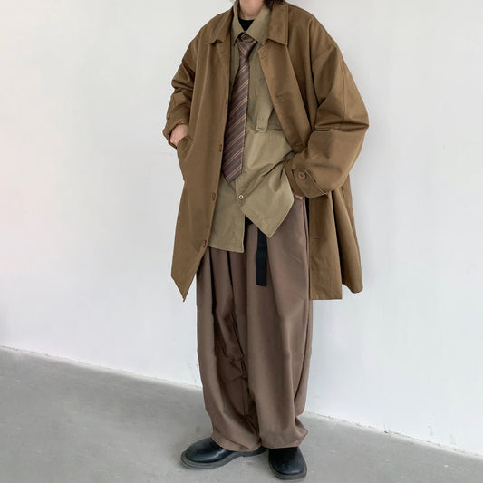 Abrigo Retro Japonés Oversize Unisex de Botón Simple