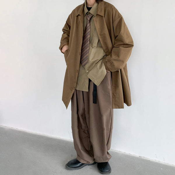 Abrigo Retro Japonés Oversize Unisex de Botón Simple