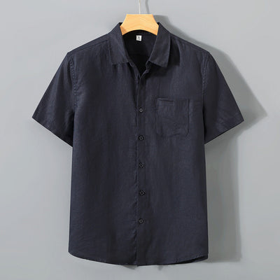 Camisa de Lino a Rayas Manga Corta - Image 7