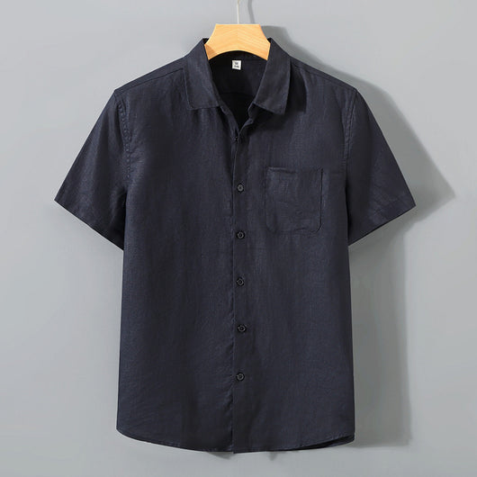 Camisa de Lino a Rayas Manga Corta - Image 7