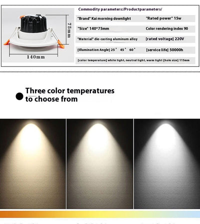Foco Downlight LED COB Profesional para Techo 75mm - Image 11