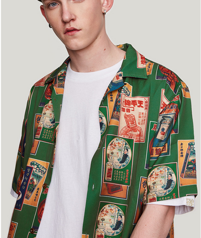 Camisa Hombre Verano Estilo Retro con Estampado Digital - Corte Relajado Casual - Image 4