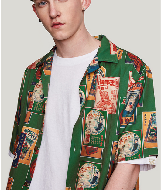 Camisa Hombre Verano Estilo Retro con Estampado Digital - Corte Relajado Casual - Image 4