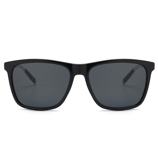 Tortoise shell square frame sunglasses with brown gradient polarized lenses on a white background. - Image 2