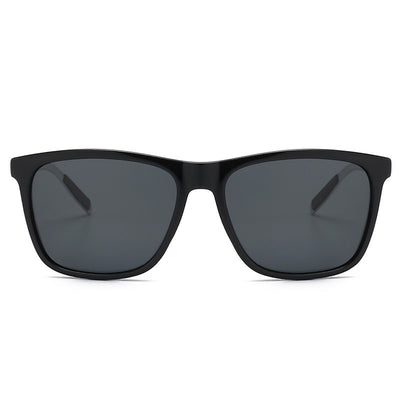 Tortoise shell square frame sunglasses with brown gradient polarized lenses on a white background. - Image 2