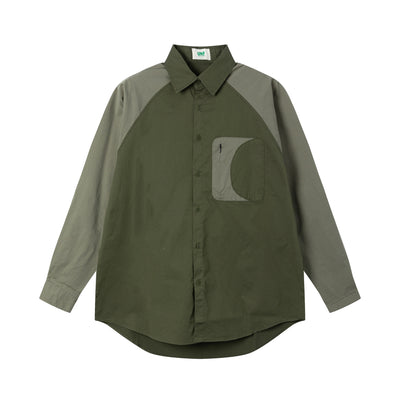 Camisa Casual Raglan Bicolor con Cuello Solapa y Corte Holgado - Image 6