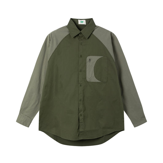 Camisa Casual Raglan Bicolor con Cuello Solapa y Corte Holgado - Image 6